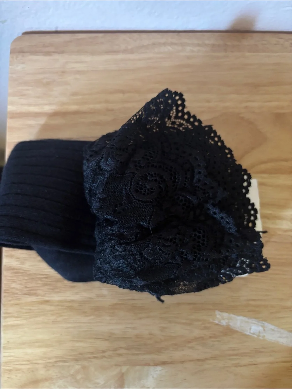 Forever 21 Black Over-the-Knee Lace Trim Socks